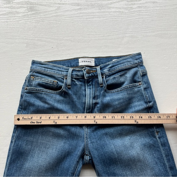 Frame Le Beau Ankle Straight Leg Boyfriend Jeans Womens 23 Cleo Rips Wash - Picture 10 of 16